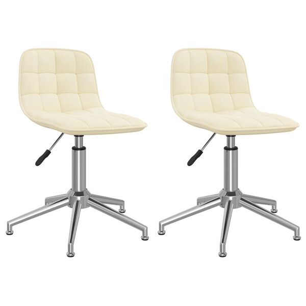 vidaXL grozāmi virtuves krēsli, 2 gab., krēmkrāsas audums