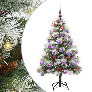 vidaXL Mākslīgā Ziemassvētku eglīte Zaļ&scaron; un balts 120 cm