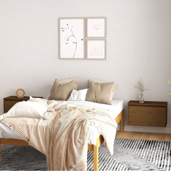 vidaXL sienas skapī&scaron;i, 2 gab., brūni, 60x30x35 cm, priedes masīvkoks