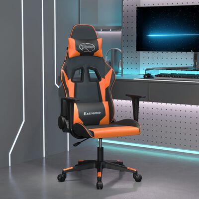 vidaXL datorspēļu krēsls, melna un oranža mākslīgā āda