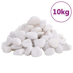 vidaXL pulēti oļi, 10 kg, balti, 2-5 cm