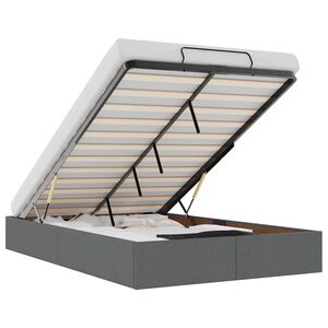 vidaXL Osmaņu gultas rāmis bez matrača tum&scaron;i pelēks 120x200 cm audums