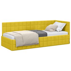 vidaXL Stūra gultas rāmis Dzeltena 80 x 200 cm Samts
