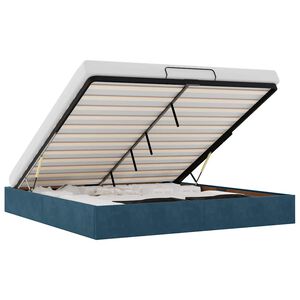 vidaXL Osmaņu gultas rāmis bez matrača tum&scaron;i zils 180x200 cm samts