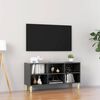 vidaXL TV plaukts ar koka kājām, spīdīgi pelēks, 103,5x30x50 cm