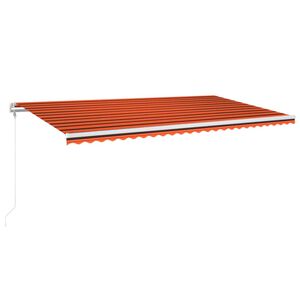 vidaXL izvelkama markīze, LED, vēja sensors, oranži brūna, 600x300 cm