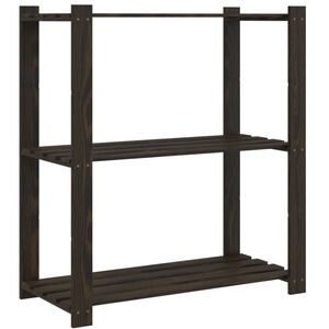 vidaXL 3-līmeņu glabā&scaron;anas plaukts, melns, 80x38x90 cm, priedes koks