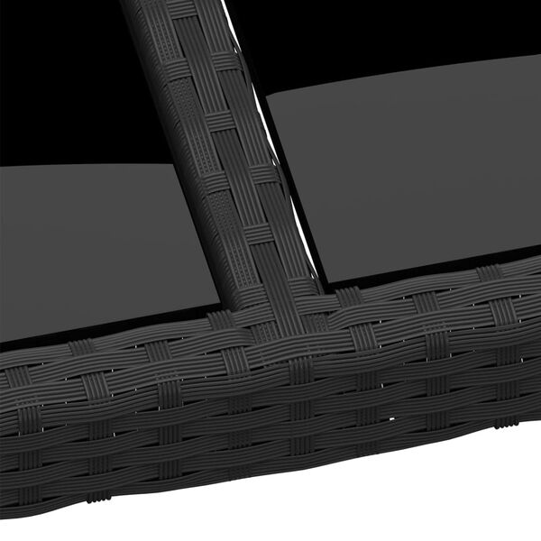 vidaXL dārza galds, 250x100x75cm, melns, rūdīts stikls, PE rotangpalma