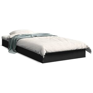 vidaXL gultas rāmis, melns, 75x190 cm, inženierijas koks