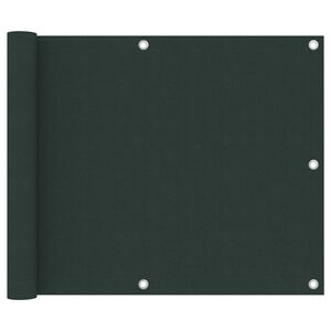 vidaXL balkona aizslietnis, 75x300 cm, tum&scaron;i zaļ&scaron; oksforda audums