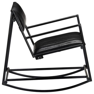 vidaXL šūpuļkrēsls, melna dabīgā āda