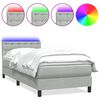 vidaXL atsperu gulta ar matraci, LED, Gai&scaron;i pelēks 100x220 cm samts