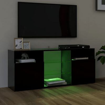 vidaXL TV galdiņš ar LED lampiņām, melns, 120x30x50 cm