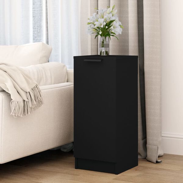 vidaXL kumode, melna, 30x30x70 cm, inženierijas koks