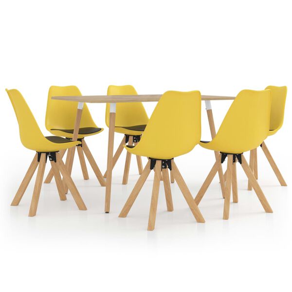 vidaXL 7-daļīgs virtuves mēbeļu komplekts, dzeltens un melns