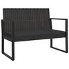 vidaXL dārza sols ar matračiem, 106 cm, PE rotangpalma, melns