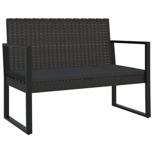 vidaXL dārza sols ar matračiem, 106 cm, PE rotangpalma, melns