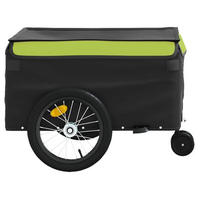 vidaXL velosipēda piekabe, 45 kg, melna un zaļa, dzelzs