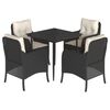 vidaXL 5-daļīgs dārza mēbeļu komplekts, matrači, melna PE rotangpalma