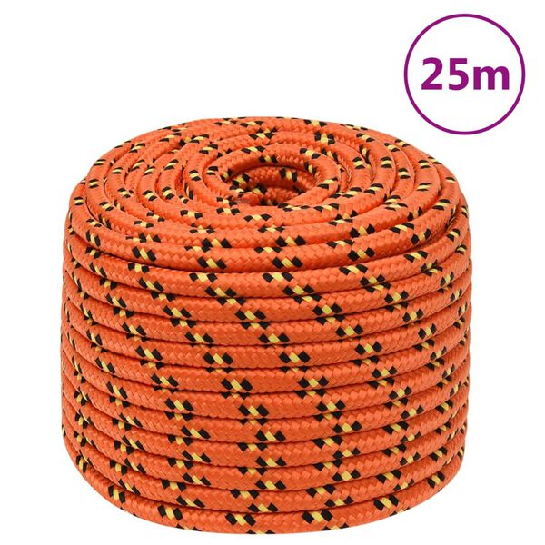 vidaXL laivu virve, oranža, 14 mm, 25 m, polipropilēns