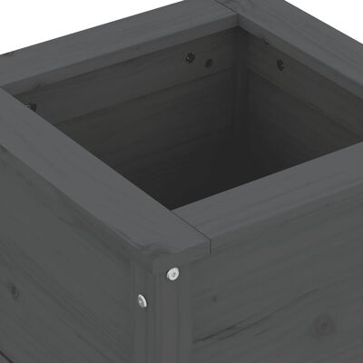 vidaXL dārza puķu kaste, pelēka, 40x40x39 cm, priedes masīvkoks