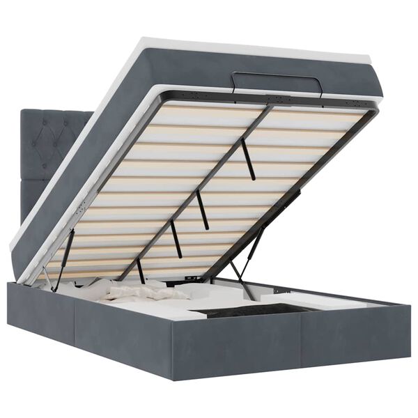 vidaXL Osmaņu gultas rāmis ar matračiem tumši pelēks 120x200cm samts