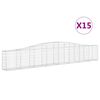 vidaXL arkveida gabiona grozi, 15 gb., 400x30x60/80 cm, cinkota dzelzs