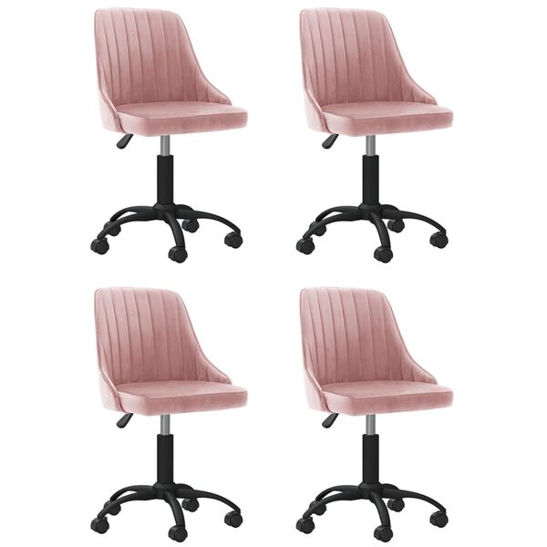 vidaXL grozāmi virtuves krēsli, 4 gab., rozā samts