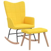 vidaXL šūpuļkrēsls ar kāju balstu, sinepju dzeltens audums