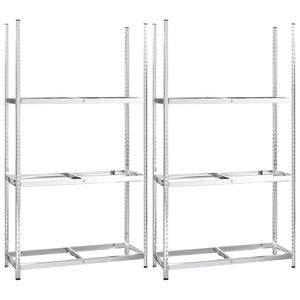 vidaXL 3-līmeņu riepu plaukti, 2 g., sudrabaini, 110x40x200cm, tērauds