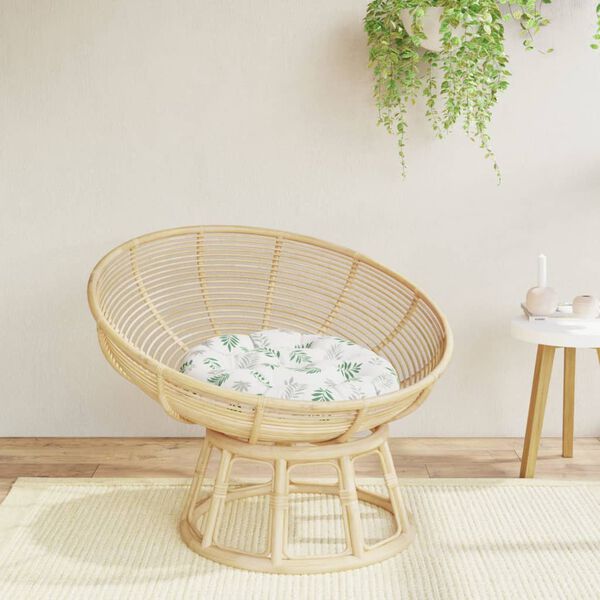 vidaXL krēslu spilvens, apaļ&scaron;, &Oslash;60 x11 cm, audums, lapu apdruka