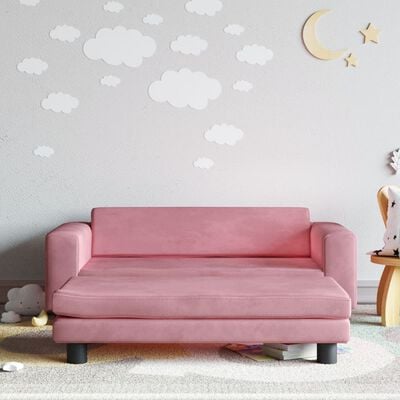 vidaXL bērnu dīvāns ar soliņu, rozā, 100x50x30 cm, samts