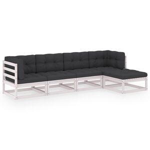 vidaXL 5-daļīgs dārza atpūtas mēbeļu komplekts ar matračiem, priede