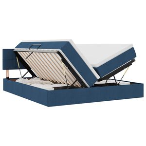 vidaXL LED uzglabā&scaron;anas gulta ar matraci Zila 180 x 200 cm Audums
