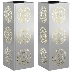 vidaXL Saules LED ceļa gaisma 2 pcs Sudraba Cinkots tērauds