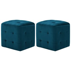 vidaXL pufi, 2 gab., zili, 30x30x30 cm, samts