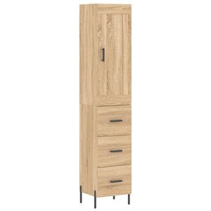 vidaXL augstais skapītis, ozolkoka, 34,5x34x180 cm, inženierijas koks
