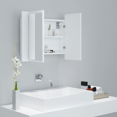 vidaXL vannasistabas spoguļskapītis ar LED, balts, 60x12x45 cm, akrils