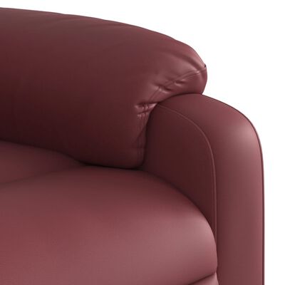 vidaXL elektrisks atpūtas krēsls, paceļams, vīnsarkana mākslīgā āda