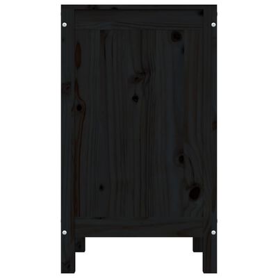 vidaXL veļas kaste, melna, 44x44x76 cm, priedes masīvkoks