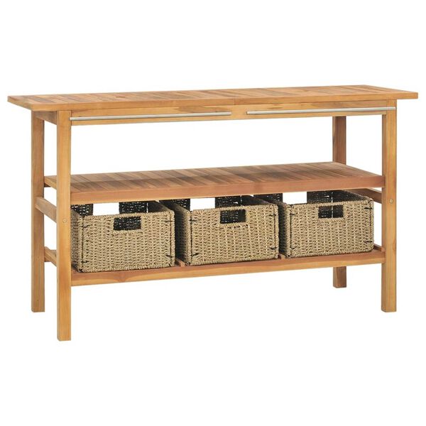 vidaXL vannasistabas plaukts ar izlietnēm, krēmkrāsas marmors, tīkkoks