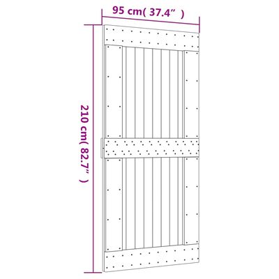 vidaXL bīdāmās durvis ar stiprinājumiem, 95x210 cm, priedes masīvkoks