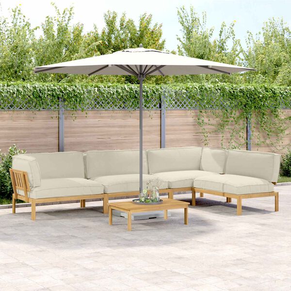 vidaXL Dīvānu komplekts 5 pcs Krēmkrāsa Cietā akācijas koks