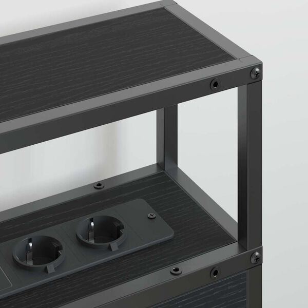 vidaXL Uzglabā&scaron;anas galvas balsts Melns ozols 150 cm Inženierijas koks