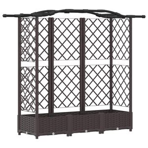 vidaXL Pacelta gulta ar treliem un jumtu Brūna 163 x 40 x 126 cm PP