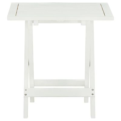 vidaXL bistro galds, 46x46x47 cm, balts, akācijas masīvkoks