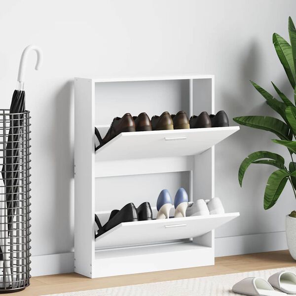 vidaXL apavu skapis, balts, 59x17x81 cm, inženierkoks