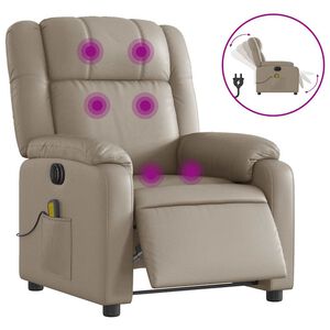 vidaXL elektrisks masāžas krēsls, atgāžams, kapučīno mākslīgā āda