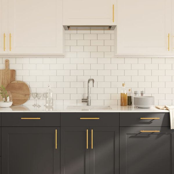 vidaXL skapja rokturi, 10 gab., zelta, 128 mm, nerūsējo&scaron;ais tērauds