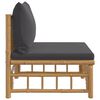 vidaXL dārza vidējais dīvāns ar tumši pelēkiem matračiem, bambuss